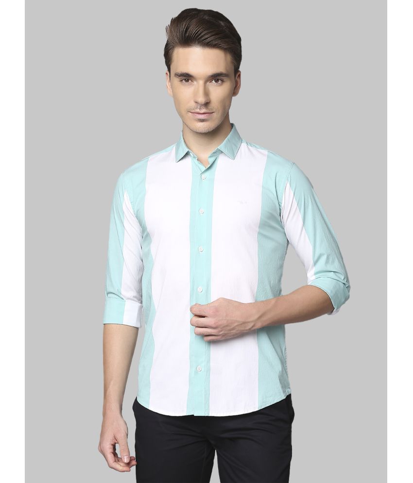     			Park Avenue Cotton Blend Slim Fit Striped Full Sleeves Men's Casual Shirt - Green ( Pack of 1 )