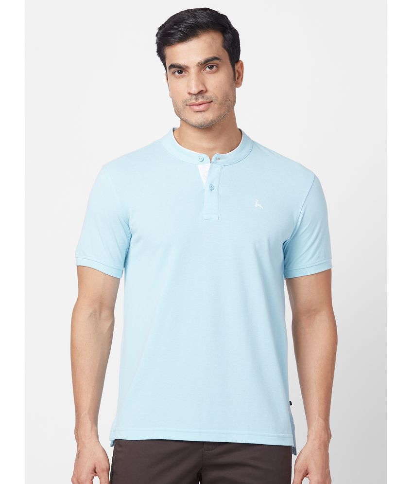     			Parx Cotton Blend Regular Fit Solid Half Sleeves Men's T-Shirt - Blue ( Pack of 1 )