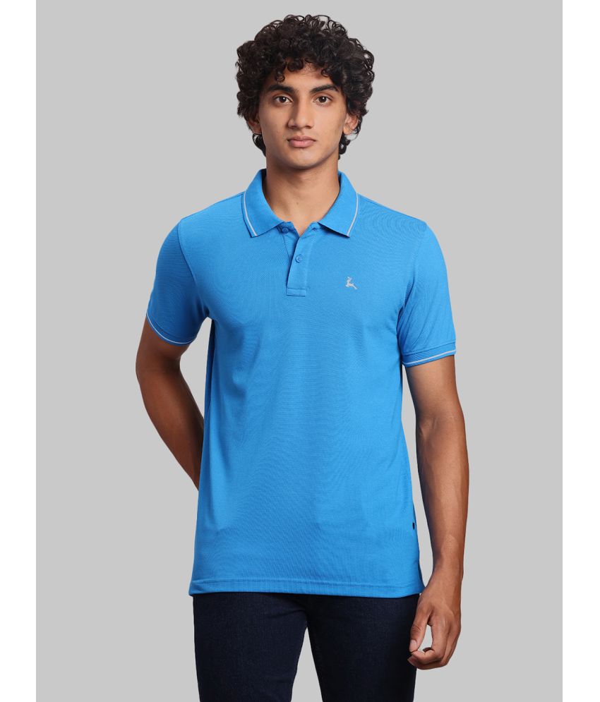     			Parx Cotton Blend Regular Fit Solid Half Sleeves Men's Polo T Shirt - Blue ( Pack of 1 )