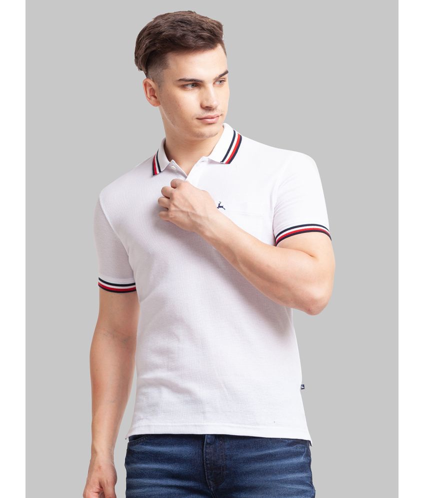     			Parx Cotton Regular Fit Self Design Half Sleeves Men's Polo T Shirt - White ( Pack of 1 )