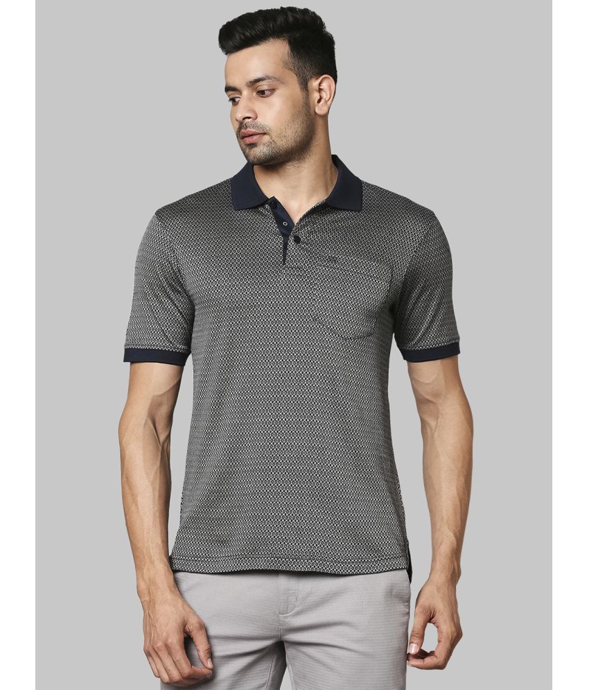     			Raymond Cotton Regular Fit Self Design Half Sleeves Men's T-Shirt - Blue ( Pack of 1 )