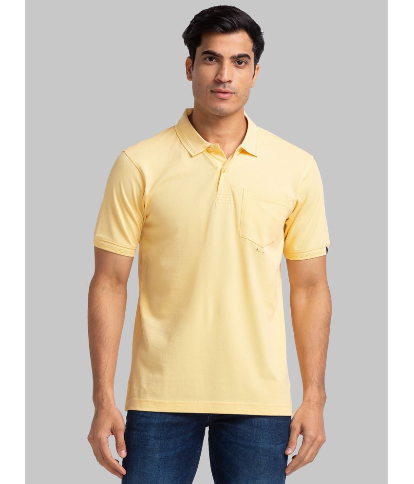     			Raymond Cotton Regular Fit Solid Half Sleeves Men's T-Shirt - Yellow ( Pack of 1 )