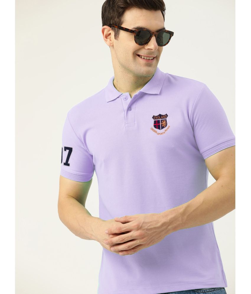     			ADORATE Cotton Blend Regular Fit Embroidered Half Sleeves Men's Polo T Shirt - Lavender ( Pack of 1 )