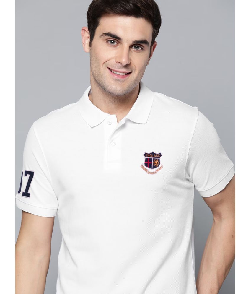     			ADORATE Cotton Blend Regular Fit Embroidered Half Sleeves Men's Polo T Shirt - White ( Pack of 1 )