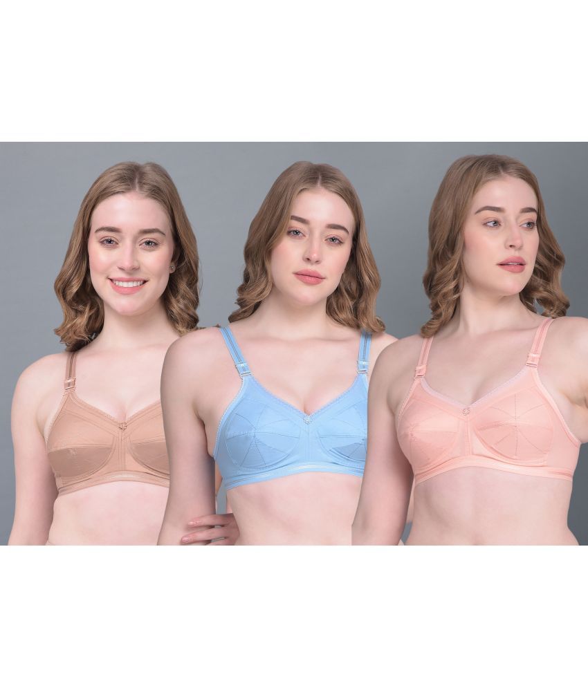     			Dollar Missy Pack of 3 Cotton Women's Everyday Bra ( Multicolor ) DES-1052-PL-RO-SB-PO3