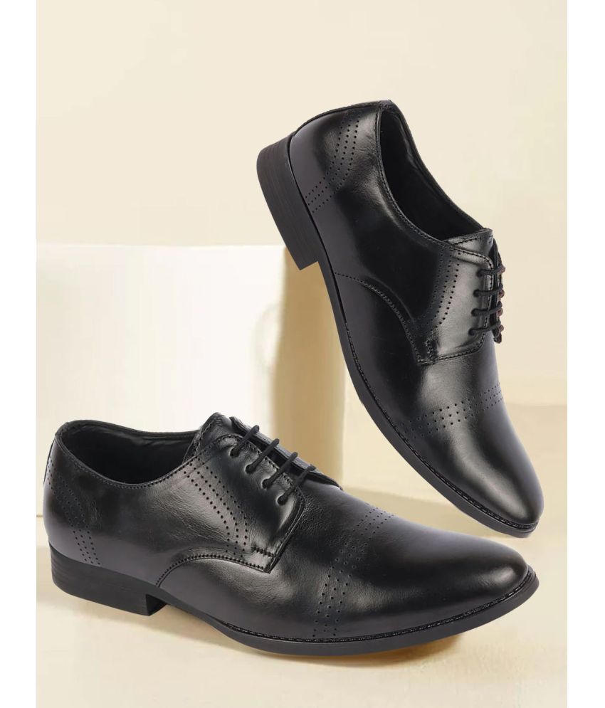     			Fausto Black Men's Derby Formal Shoes