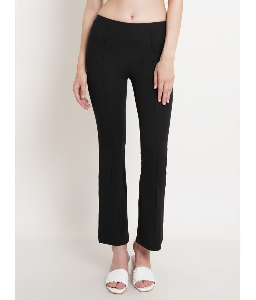     			POPWINGS Black Polyester Regular Women's Bootcut Pants ( Pack of 1 )