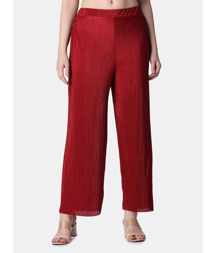     			POPWINGS Maroon Polyester Loose Women's Formal Pants ( Pack of 1 )