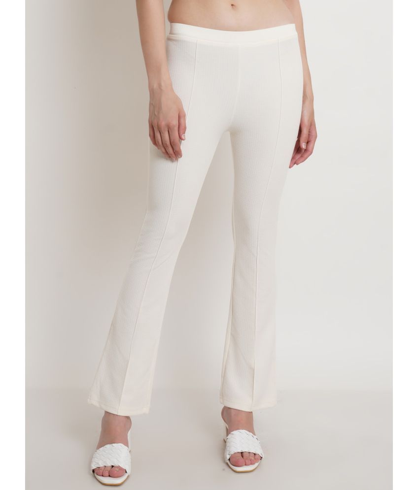     			POPWINGS Off White Polyester Regular Women's Bootcut Pants ( Pack of 1 )