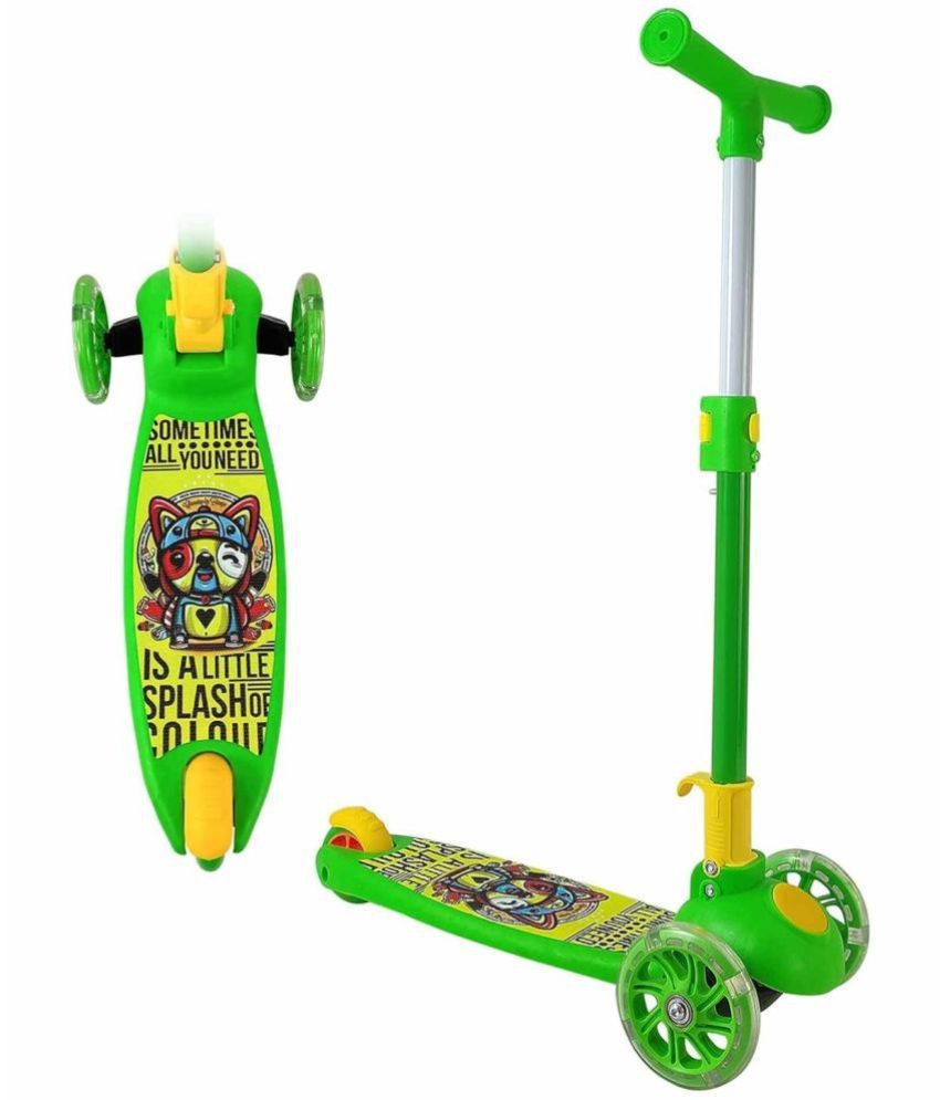     			Adaptable Kids Kick Scooter: 3 Adjustable Heights, Foldable Design, Stylish PVC Wheels, Rear Brakes, Ages 3+, 40 kg Weight Limit, (Green)