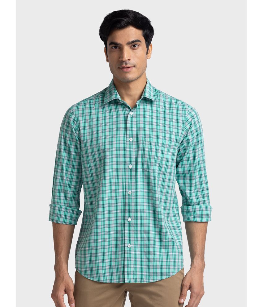     			Colorplus 100% Cotton Regular Fit Checks Full Sleeves Men's Casual Shirt - Green ( Pack of 1 )