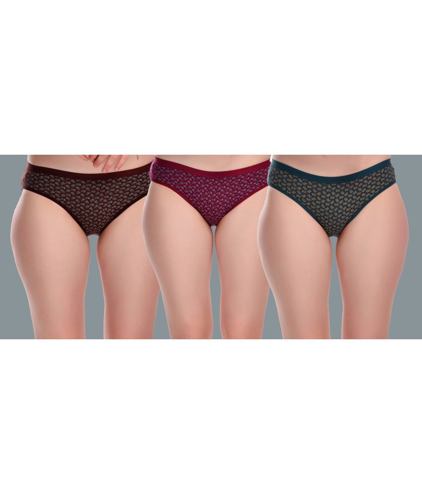     			Elina Multicolor Cotton Printed Women's Briefs ( Pack of 3 )