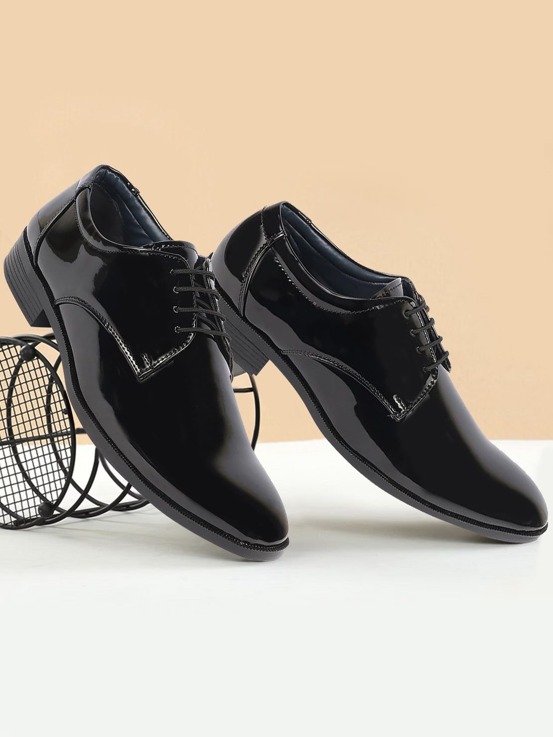     			Fausto Black Men's Oxford Formal Shoes