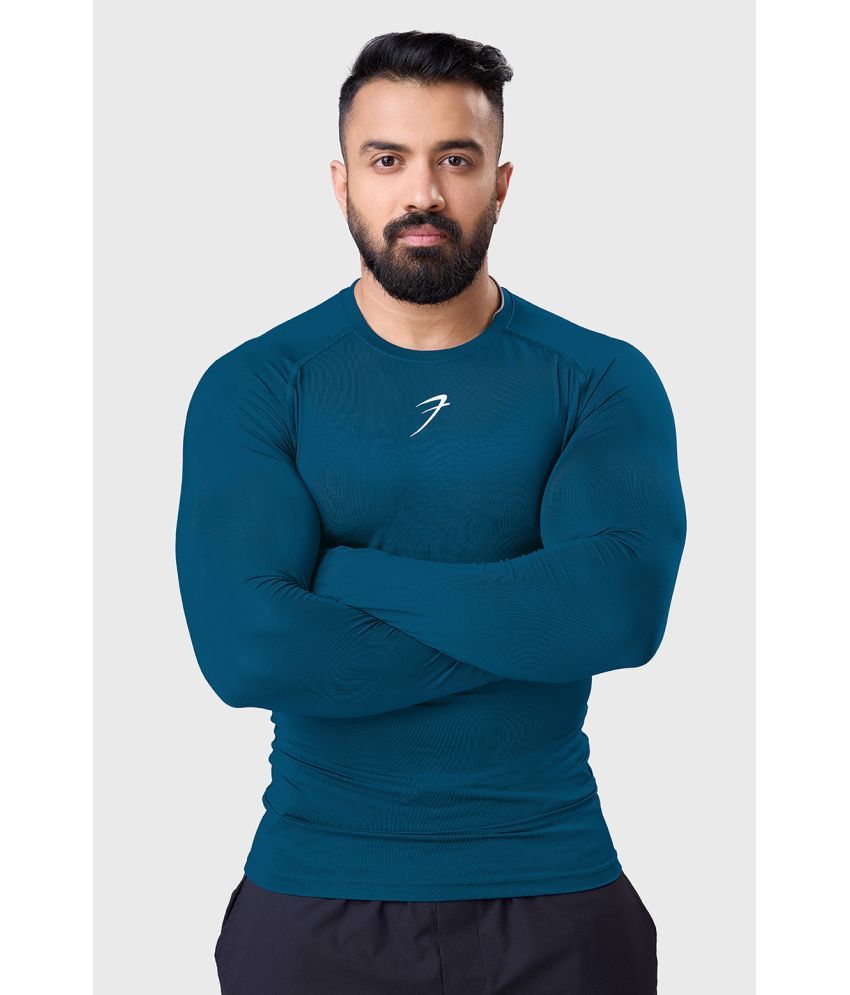     			Fuaark Teal Polyester Slim Fit Men's Compression T-Shirt ( Pack of 1 )