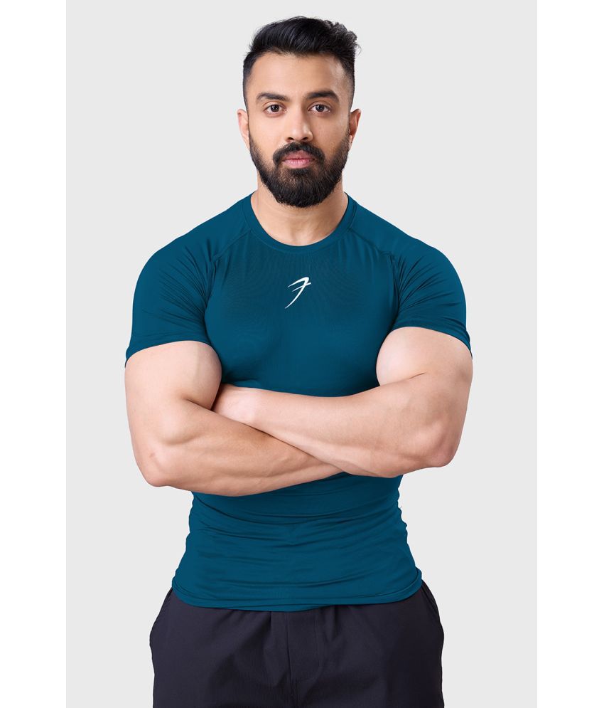     			Fuaark Teal Polyester Slim Fit Men's Sports T-Shirt ( Pack of 1 )