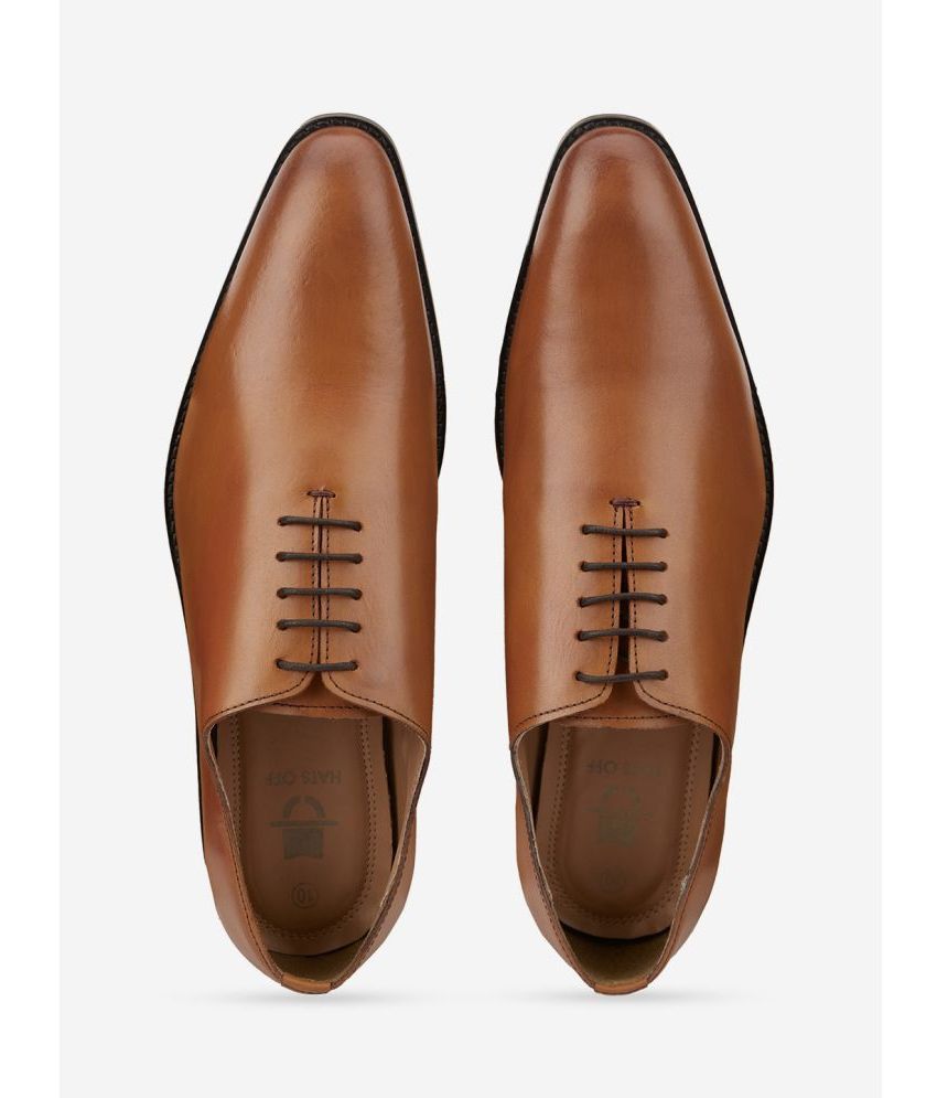     			HATS OFF ACCESSORIES Tan Men's Oxford Formal Shoes