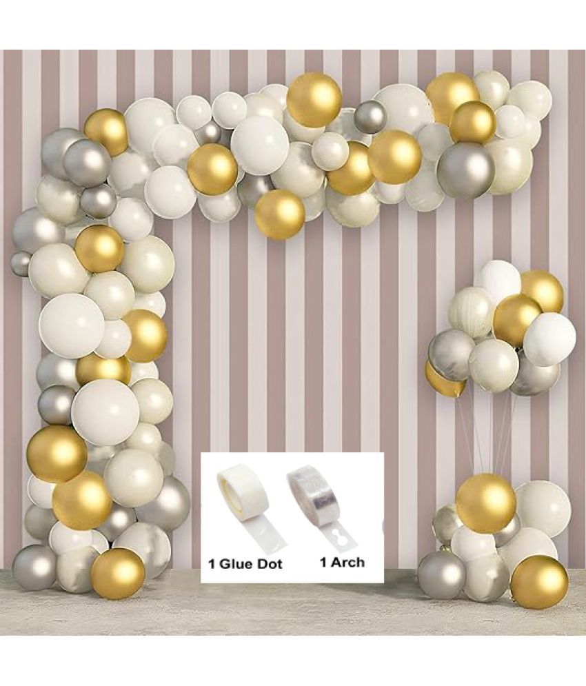     			Kiran Enterprises 50 pcs Metallic Balloon + 1 Balloon Arch + 1 Balloon Glue Dot  Birthday Balloon Decoration