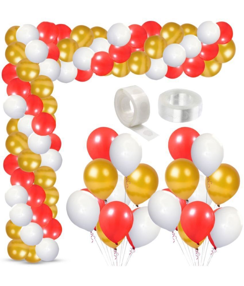     			Kiran Enterprises 50 pcs Metallic Balloon + 1 Balloon Arch + 1 Balloon Glue Dot  Birthday Balloon Decoration