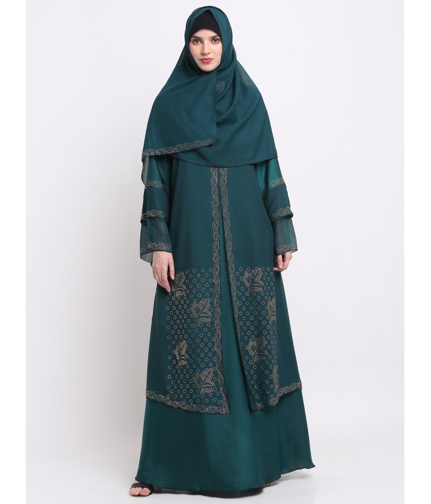     			Klotthe Green Polyester Unstitched Burqas without Hijab - Single