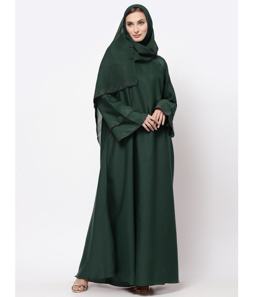     			Klotthe Green Polyester Unstitched Burqas without Hijab - Single