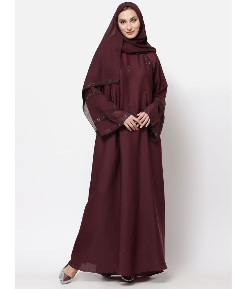     			Klotthe Maroon Polyester Unstitched Burqas without Hijab - Single