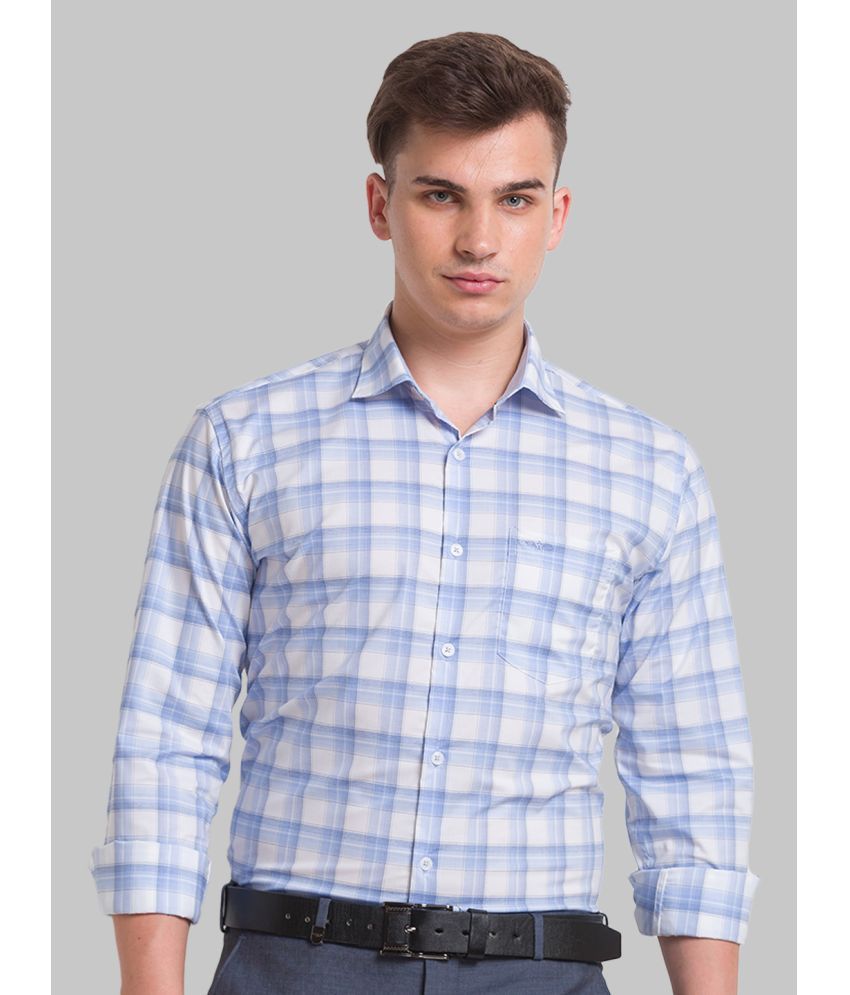     			Park Avenue Cotton Blend Slim Fit Checks Full Sleeves Men's Casual Shirt - Blue ( Pack of 1 )