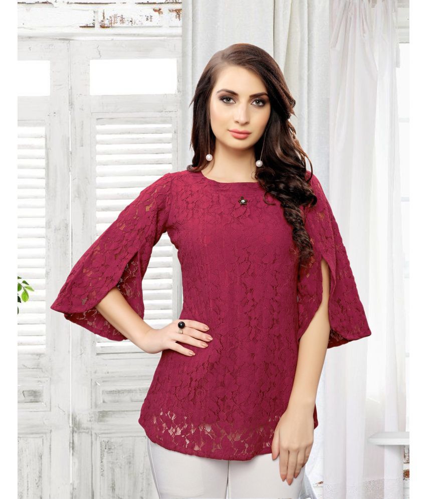     			Selvia Maroon Net Women's Regular Top ( Pack of 1 )