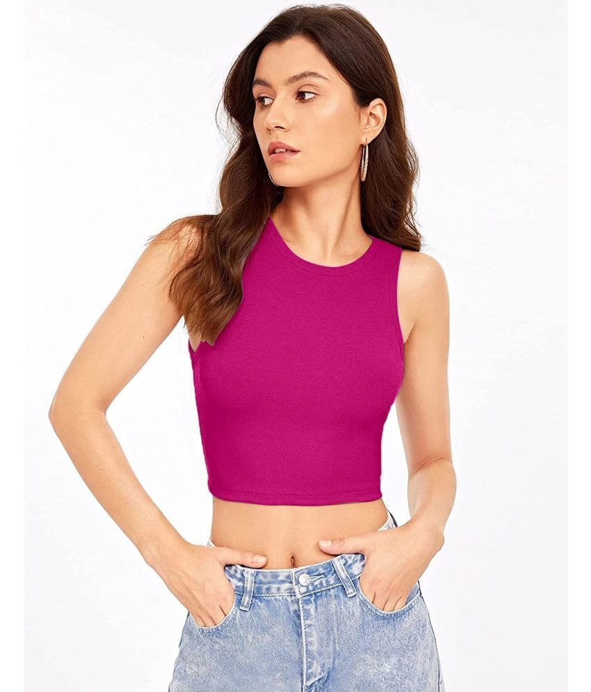     			Selvia Pink Polyester Women's Crop Top ( Pack of 1 )