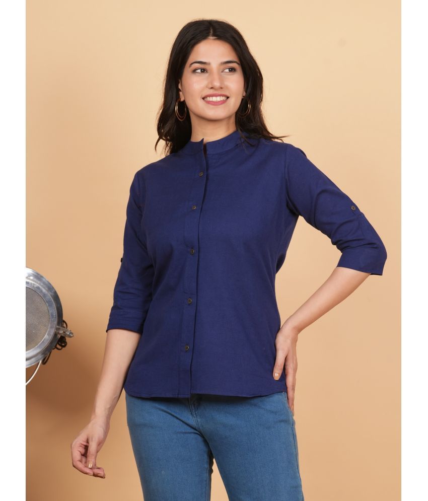     			Vbuyz Navy Blue Cotton Blend Women's Regular Top ( Pack of 1 )