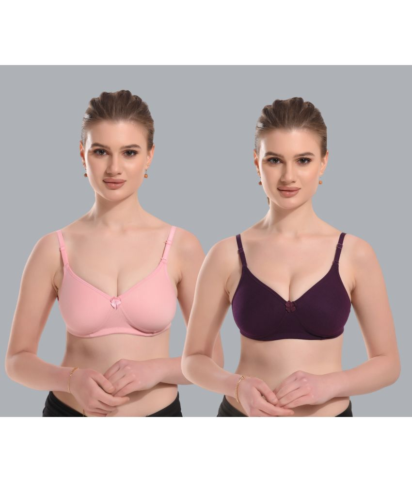     			Viral Girl Pack of 2 Cotton Women's Everyday Bra ( Purple ) VM-HEMA-BABYPINK-PURPLE