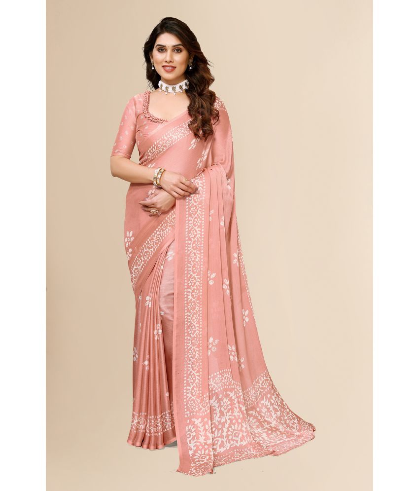     			Anand Sarees Chiffon Printed Saree With Blouse Piece - Peach ( Pack of 1 )