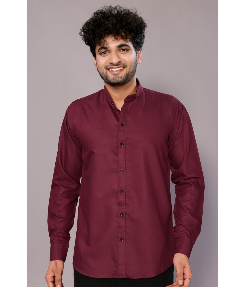     			Anand Cotton Blend Regular Fit Solids Full Sleeves Men's Casual Shirt - Maroon ( Pack of 1 )