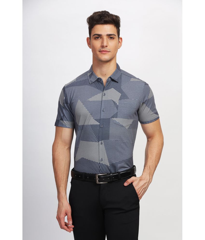     			BULLMER Cotton Blend Regular Fit Printed Half Sleeves Men's Casual Shirt - Blue ( Pack of 1 )