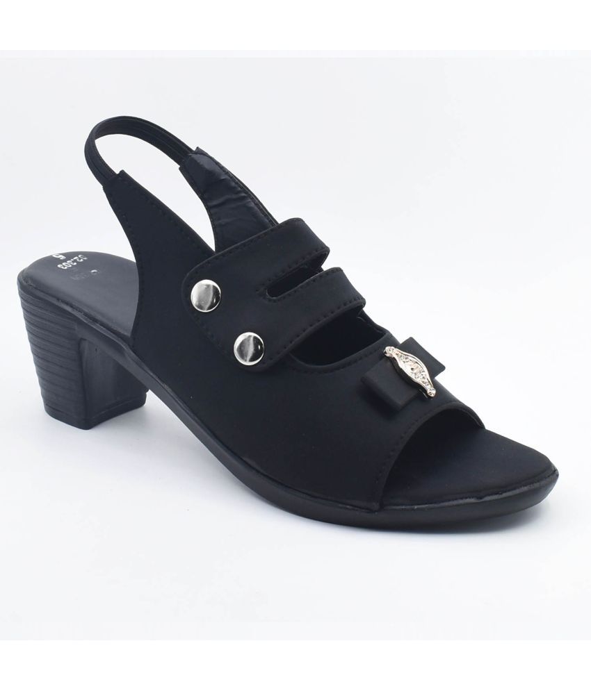     			IndiForce Black Women's Sandal Heels