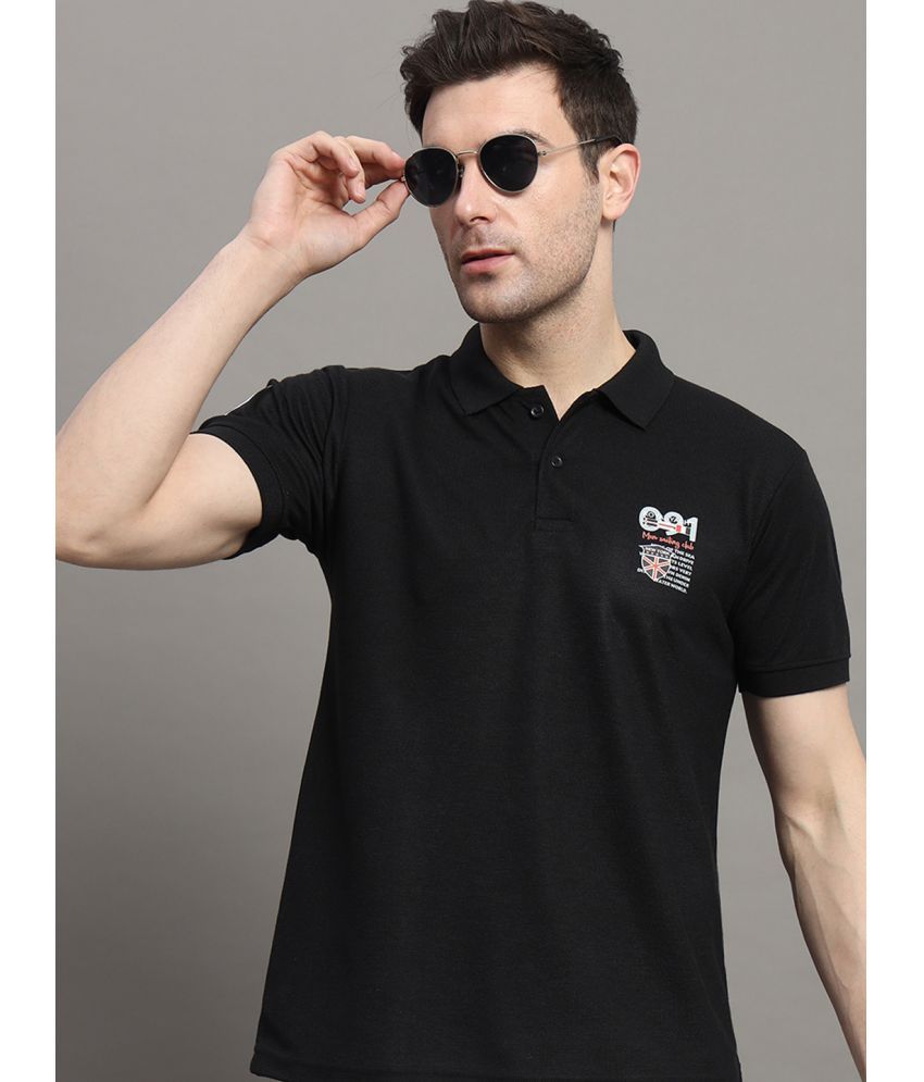     			MXN Pack of 1 Cotton Blend Regular Fit Solid Half Sleeves Men's Polo T Shirt ( Black )