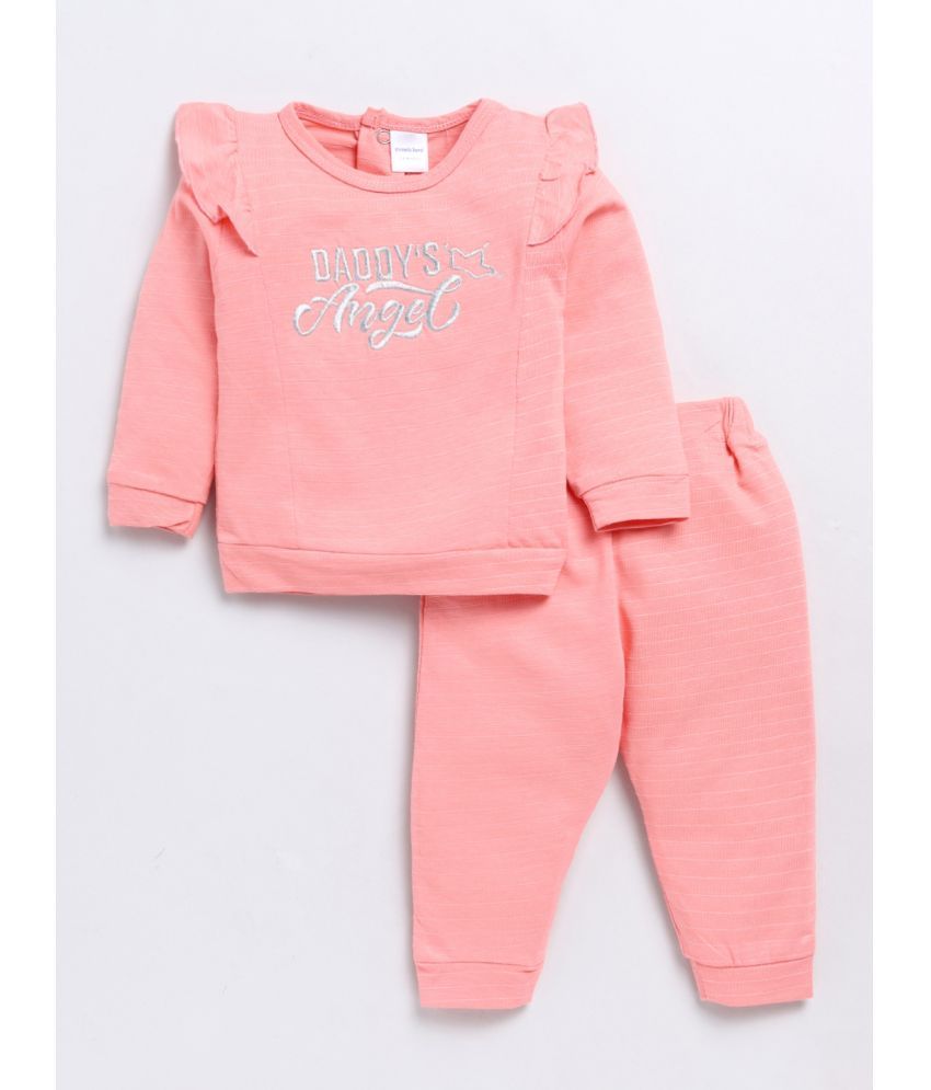     			Mom's Love Pink Cotton Baby Girl Sweatshirt & Jogger Set ( Pack of 1 )