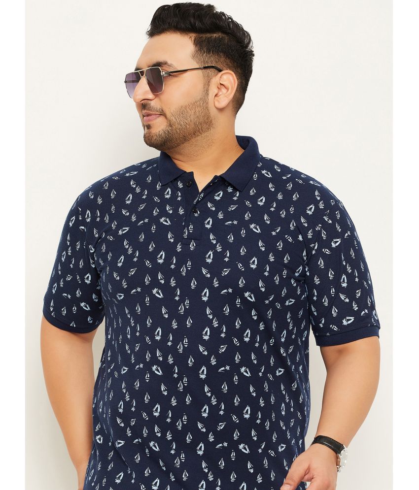     			Nyker Cotton Blend Regular Fit Printed Half Sleeves Men's Polo T Shirt - Navy Blue ( Pack of 1 )