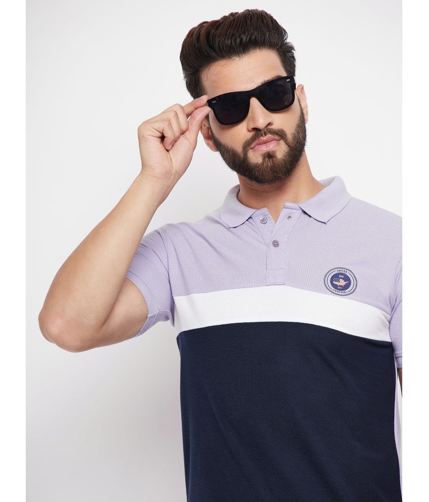     			Nyker Cotton Blend Regular Fit Colorblock Half Sleeves Men's Polo T Shirt - Purple ( Pack of 1 )