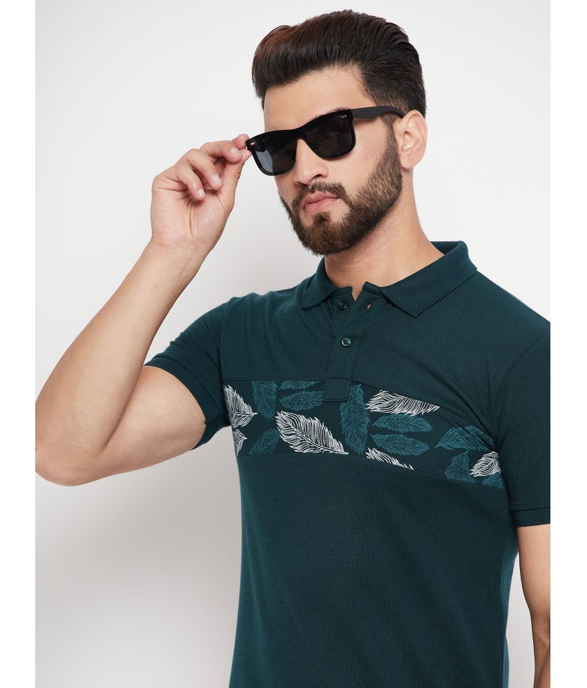     			Nyker Pack of 1 Cotton Blend Regular Fit Colorblock Half Sleeves Men's Polo T Shirt ( Green )