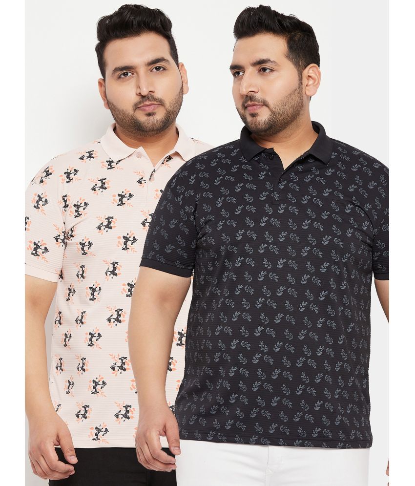     			Nyker Cotton Blend Regular Fit Printed Half Sleeves Men's Polo T Shirt - Black ( Pack of 2 )