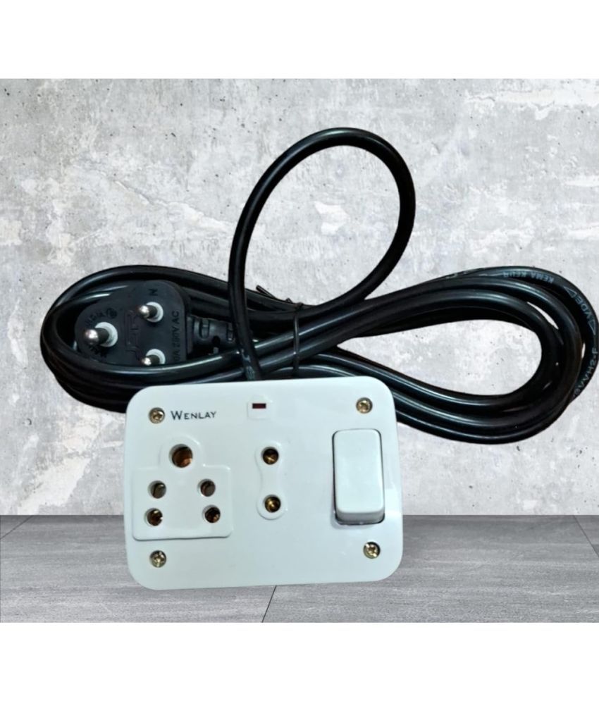     			O P Switch Socket Combined Extension Box, 6A Socket 5A Plug (3 Yard Wire Black) 1 Socket Extension Board