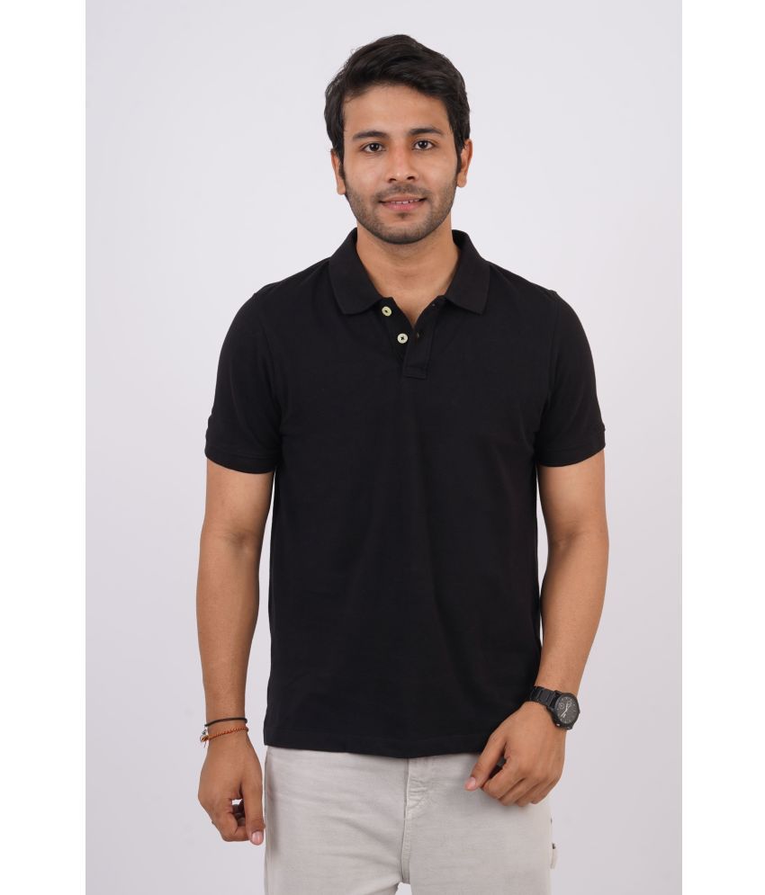     			Red Line Cotton Regular Fit Solid Half Sleeves Men's Polo T Shirt - Black ( Pack of 1 )