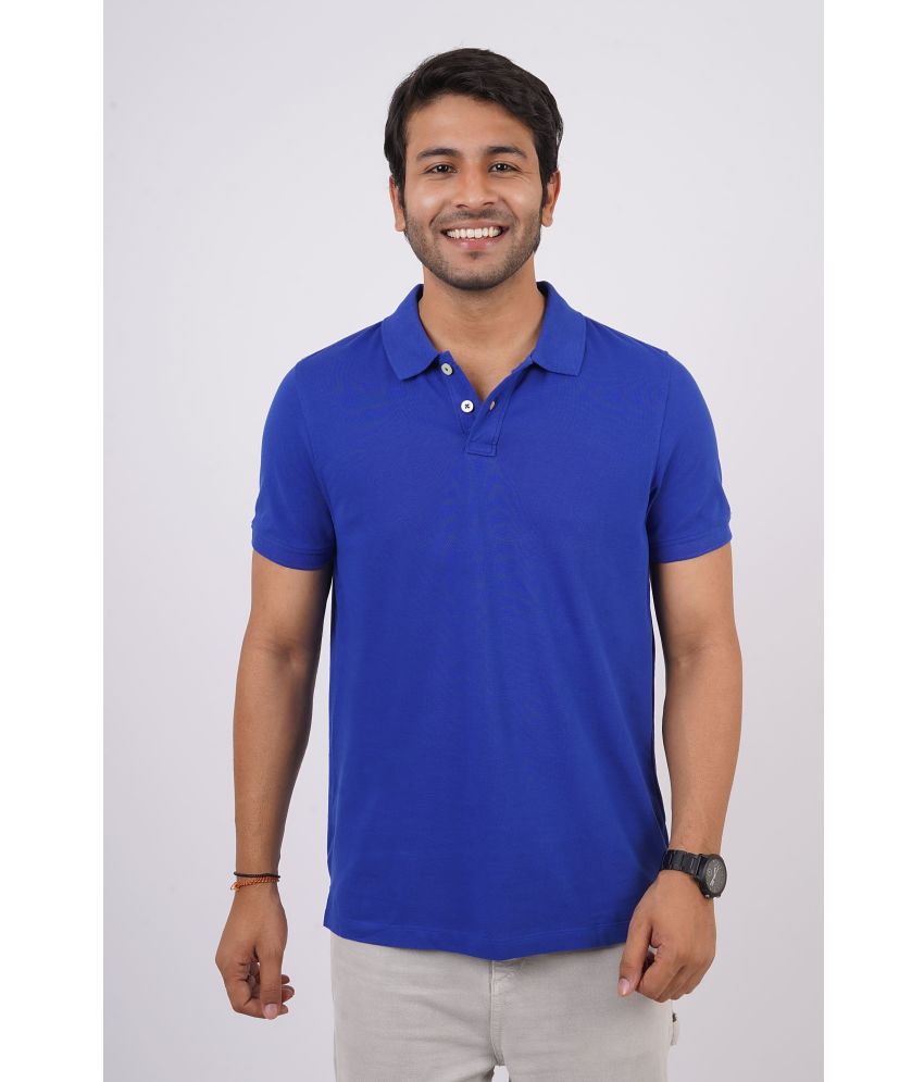     			Red Line Cotton Regular Fit Solid Half Sleeves Men's Polo T Shirt - Blue ( Pack of 1 )