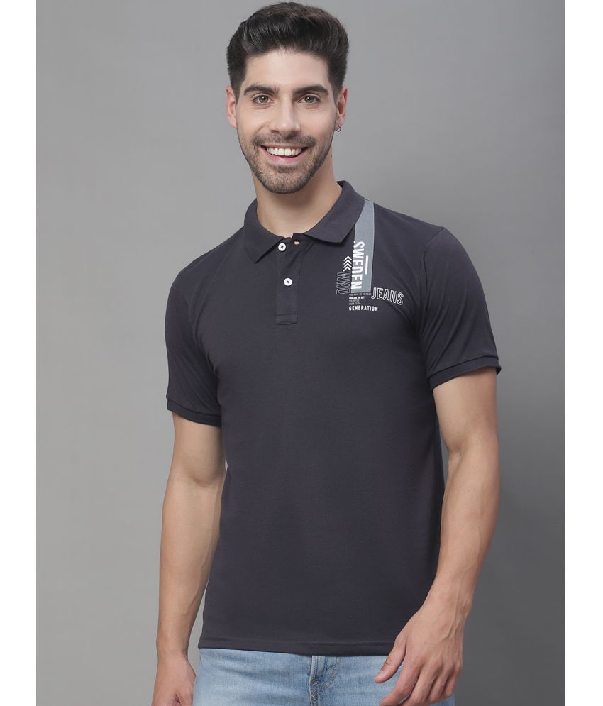     			Rodamo Cotton Blend Regular Fit Printed Half Sleeves Men's Polo T Shirt - Grey ( Pack of 1 )