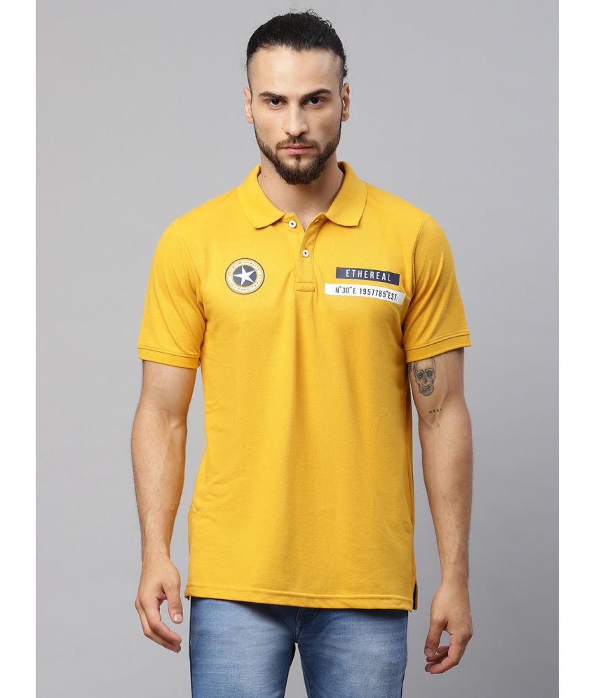     			Rodamo Cotton Blend Regular Fit Solid Half Sleeves Men's Polo T Shirt - Mustard ( Pack of 1 )