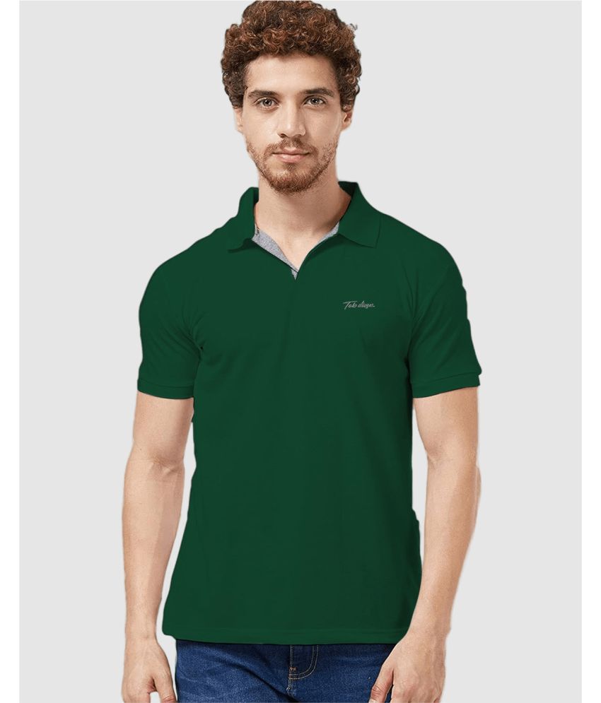     			TAB91 Cotton Blend Regular Fit Solid Half Sleeves Men's Polo T Shirt - Dark Green ( Pack of 1 )