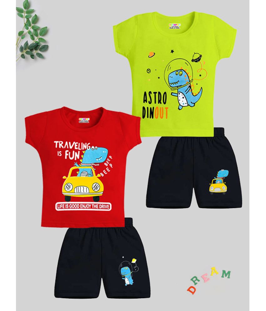     			Kuchipoo Multicolor Cotton Blend Baby Boy T-Shirt & Shorts ( Pack of 2 )