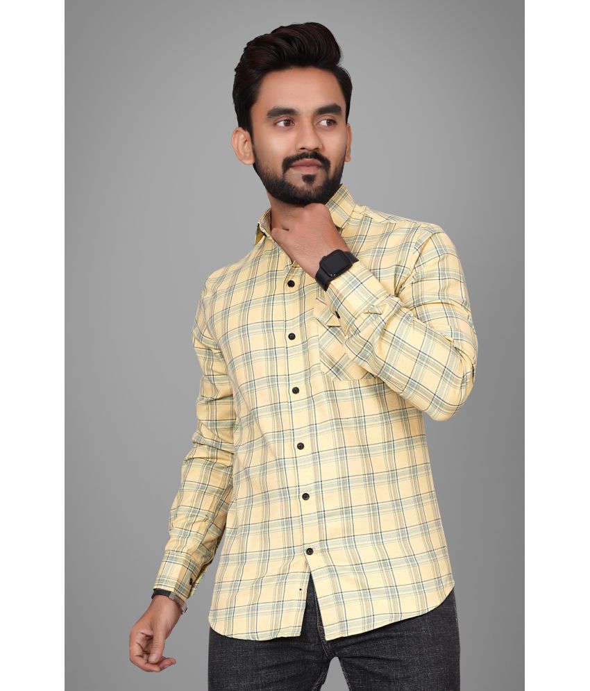     			SUR-T Cotton Blend Regular Fit Checks Full Sleeves Men's Casual Shirt - Yellow ( Pack of 1 )