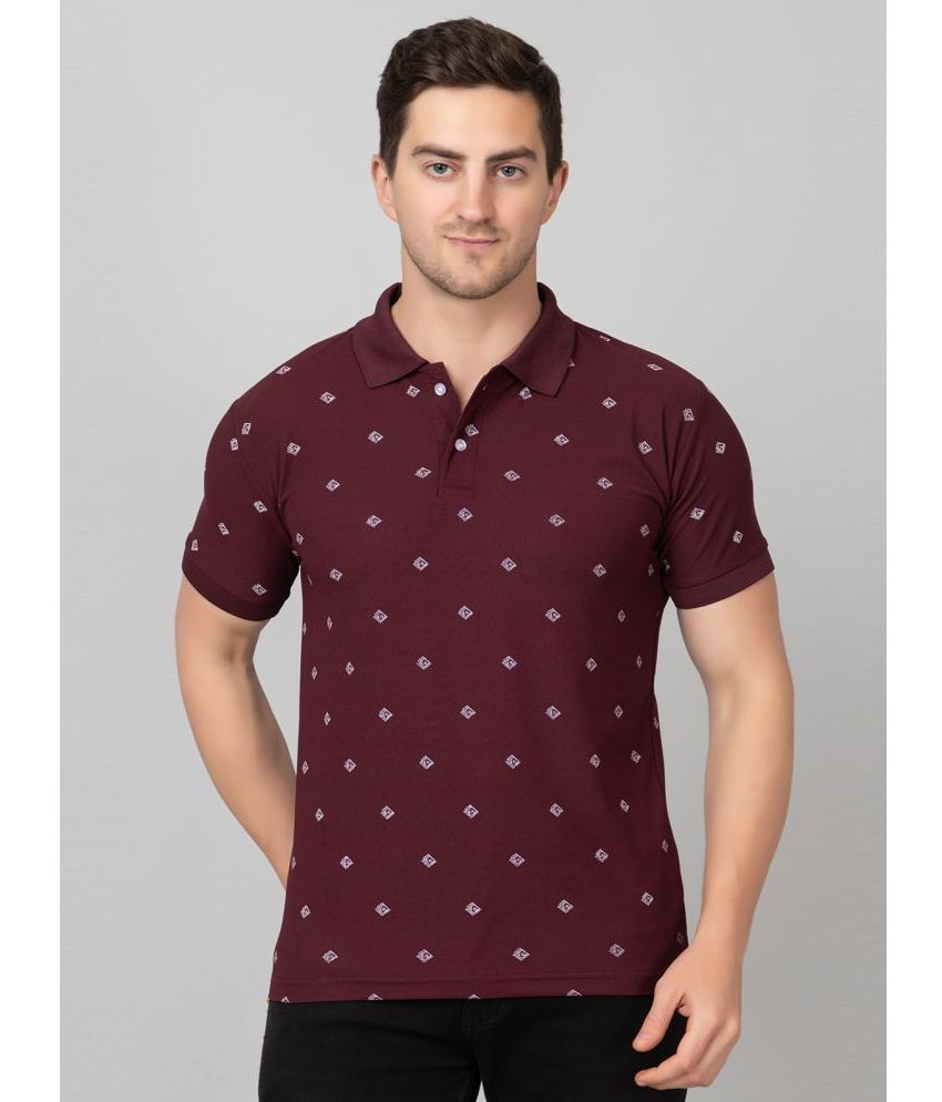     			Zeffit Polyester Regular Fit Printed Half Sleeves Men's Polo T Shirt - Wine ( Pack of 1 )