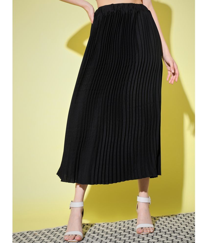     			BuyNewTrend Black Crepe Women's Straight Skirt ( Pack of 1 )